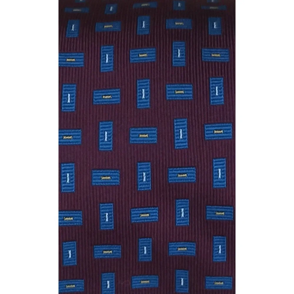 PAUL STUART Purple Geometric Silk Tie ENGLAND 58